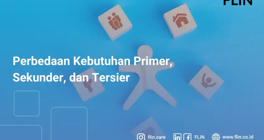 Konsep kebutuhan dengan ikon pada balok kayu, sosok manusia di atas meja biru dilihat dari atas