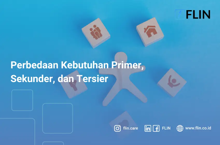 Konsep kebutuhan dengan ikon pada balok kayu, sosok manusia di atas meja biru dilihat dari atas