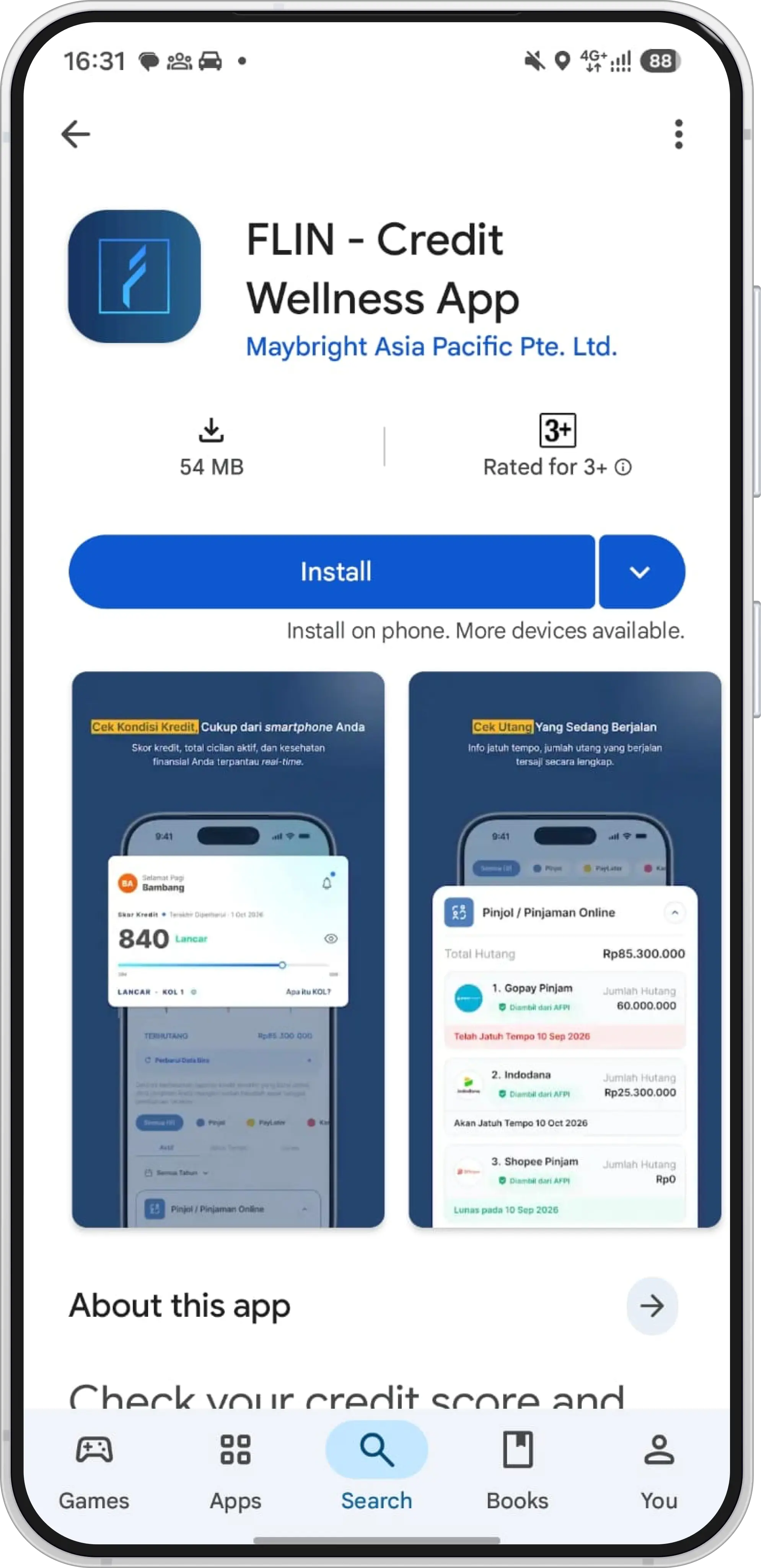 FLIN di Google Play Store (Android)